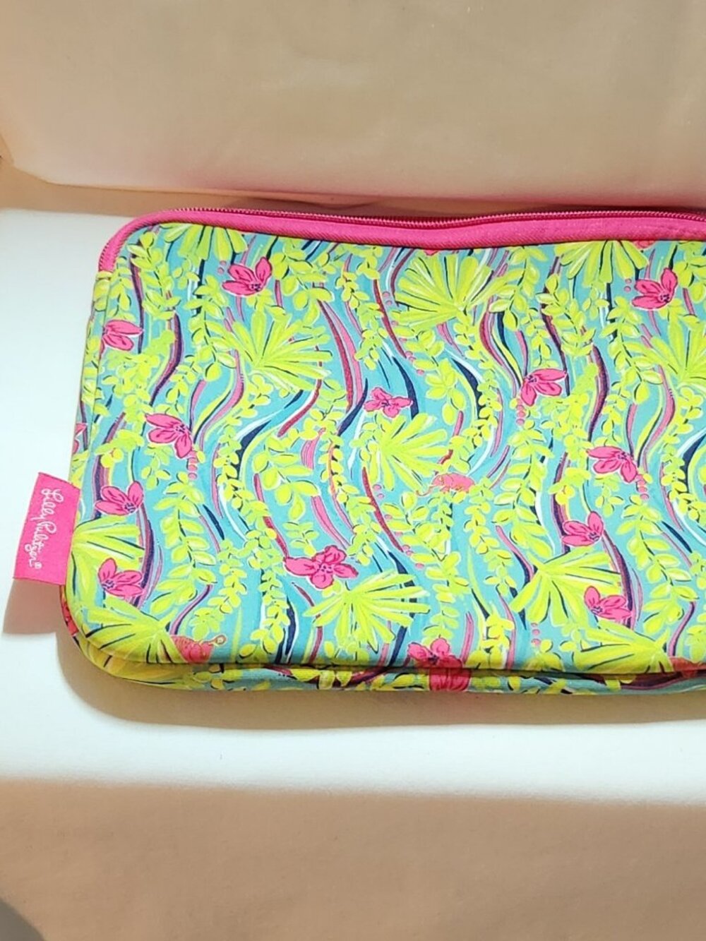 Lilly Pulitzer tablet holder protector pink green floral print EUC